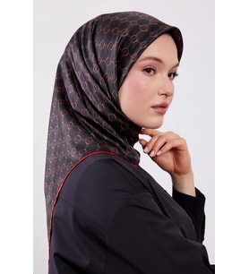 Levidor Kristal Eşarp D6 Siyah Kırmızı