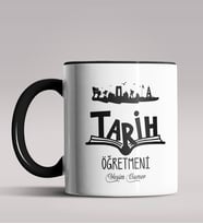 Kişiye Özel Tarih Öğretmeni Tasarımlı Siyah Renk Kupa Bardak 7 (Siyah)