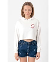 The Mentalist Red John Pocket Ekru Kadın Crop Kapşonlu