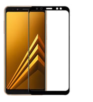 Galaxy A8 2018 Ekranı Tam Kaplayan Düz Cam Koruyucu (Siyah)