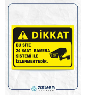 Bu Site 24 Saat Kamera ile İzlenmektedir 21x28 Arkası Sticker