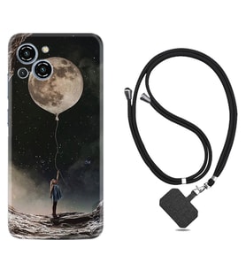 Reeder S23 Max Pro Kılıf Resimli Boyun Askılı İpli Desenli Silikon Moon Baloon 1368