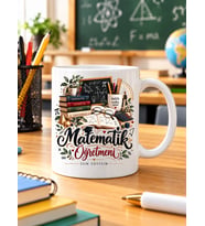 Kişiye Özel Matematik Öğretmeni Kupası İsimli Öğretmenler Günü Hediyesi 11 Oz Kupa Bardak