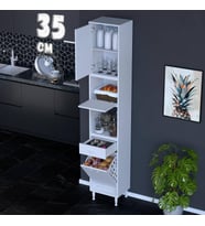 Eliusta Zevra 35 cm Baharatlık Dolabı Sepetli Çok Amaçlı Mutfak Kiler Organizer Banyo Dolabı 35x226x32 cm