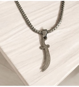 Unisex Zülfikar Kılıcı Çelik Kolye Ucu (Gümüş)