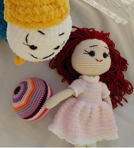 Yenidoğan Hediye Seti(Top Çıngıraklı), Amigurumi Bebek,Tosbik ve Top Çıngırak