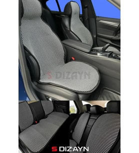 S-Dizayn Oto Koltuk Koruyucu Kılıf Set Çizgili Füme Beyaz Universal 2+3 Parça Ön Arka