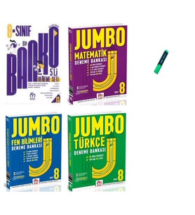 LGS 8. Sınıf Jumbo Serisi Matematik Türkçe Fen ve Genel 4lü Set Denemeleri