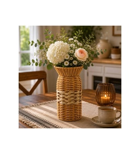 Rattan Çok Amaçlı Dekoratif Örgü Vazo 19 Cm