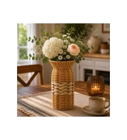 Rattan Çok Amaçlı Dekoratif Örgü Vazo 19 Cm