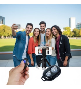 Bluetooth Selfie Kumandası Kablosuz Fotoğraf & Video Çekim Aparatı iOS/Android Uyumlu 10m Menzilli