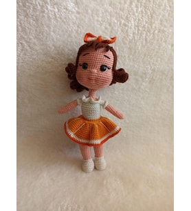 Portakal Kız Bebek Amigurumi Organik Oyuncak