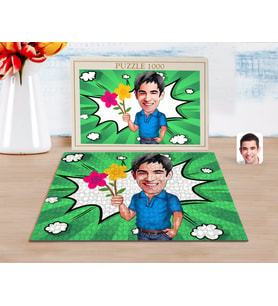 BK Gift Kişiye Özel Erkek Karikatürlü 1000 Parça Profesyonel Puzzle-1