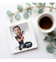 Kişiye Özel Erkek Kuaför Karikatürlü Bardak Altlığı