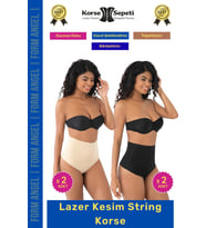 #Korse İz Yapmaz Göstermeyen Kaymaz Doku Toparlayıcı Sıkılaştıran Lazer Kesim String Korse 4'lü Set
