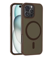 Apple iPhone 16 Pro Max Uyumlu Kılıf M-safe Şarj Özellikli Mat Arka Yüzey Zore Sio Kapak (Pembe - Kahverengi)