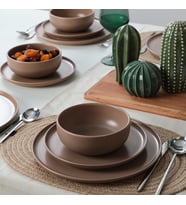 Keramika Nordic Mat Toprak Taupe Yemek Takımı 18 Parça 6 Kişilik 977
