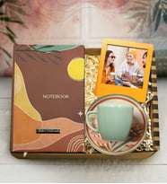 Kişiye Özel Desenli Defter & El Yapımı Fincan & Kişiye Özel İnstagram Çerçeve Hediye Seti