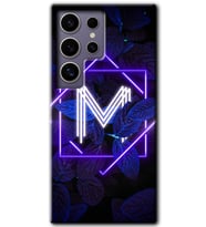 Galaxy S24 Ultra Kılıf HD Desen Baskılı Kılıf - Dark Neon Yaprak M Harfi