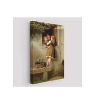 Pencerede Sohbet Eden Çocuklar Tablosu Johann Georg Meyer von Bremen-6305
