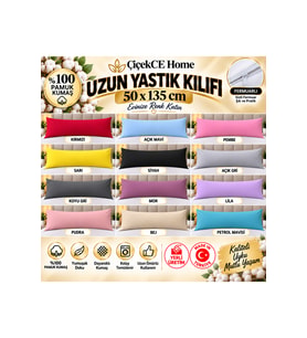 Uzun Yastık Kılıfı 50x135 cm %100 Pamuk 1 Adet