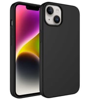 iPhone 14 Plus Kılıf Sıvı Teknolojili Silinebilir Kamera Çıkıntılı Lansman Sert Silikon (Siyah)