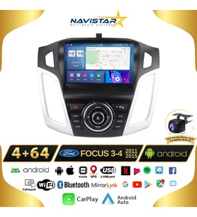 Ford Focus 34 Kablosuz Carplay 4GB + 64GB Android 13 2011-2015 Navigasyon Multimedya Sistemi