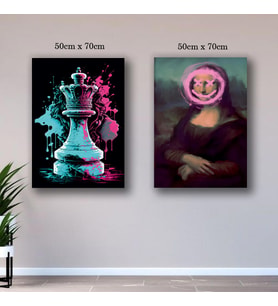 monalisa ve santraç oyun tablo resim kanvas 2 adet 50x70