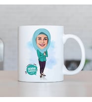 Kişiye Özel Başörtülü Eşe Hediye Karikatürlü Kupa Bardak