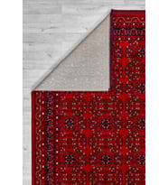 Kırmızı Renkli Afgan Motifli Yıkanabilir Otantik Dokuma Halı 02