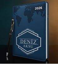 BK Gift Kişiye Özel İsimli Termo Sert Kapak 2026 Lacivert Ajanda & Kalem -4, Öğretmenler Günü Hediyesi, Yeni İş Hediyesi