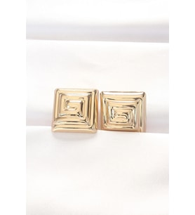 Pirinç Gold Renk Kare Form Küpe 5886