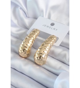 Gold Renk İşleme Detay Pirinç Kadın Küpe (Altın)