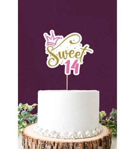 Sweet 14 pembe-gold Pasta Süsü *Kalın Kağıt