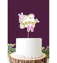 Sweet 14 pembe-gold Pasta Süsü *Kalın Kağıt