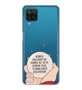 Samsung Galaxy M22 Uyumlu Yeniden Başlamaktan Korkma Tasarımlı Şeffaf Telefon Kılıfı