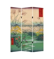 Hiroshige 3 Kanatlı Oda Bölücü Çift Taraflı Kanvas Paravan