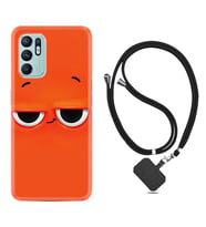 Oppo Reno 6 Kılıf Resimli Boyun Askılı İpli Desenli Silikon Series Orange 1830