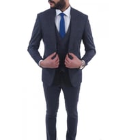 Jan Carlucci Kombinli Slimfit Yelekli Drop 6 Takım (Lacivert)