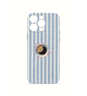 iPhone 13 Pro Vorian İnce Kamera Korumalı Mika Kılıf Morning Coffee Stripe