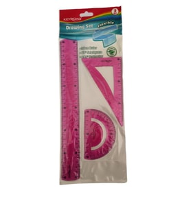 Cetvel Takımı Kırılmaz Esnek Silikonlu Kırılmaz 3'Lü Pembe 1 Paket Cetvel Seti Keyroad Dawing