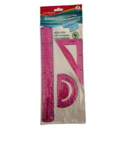 Cetvel Takımı Kırılmaz Esnek Silikonlu Kırılmaz 3'Lü Pembe 1 Paket Cetvel Seti Keyroad Dawing