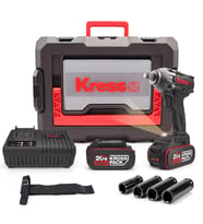 Kress KUB30.2SET 20Volt/4.0Ah. Li-ion Çift Akülü 300Nm Kömürsüz Profesyonel Şarjlı Somun Sıkma + 4 Parça Derin Lokma Seti