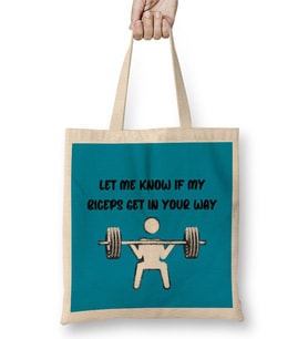 Gym Workout Fitness Lover Motivation Gift Quotes For MEN Women Bez Çanta Uzun Saplı