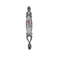 Miray 128 mm Metal KROM Kasa Beyaz  ÇİÇEK Desenli  / 5 ADET (Gümüş)