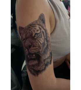 Kaplan Kafası Geçici Dövme - Büyük Boy Gerçekçi Siyah Beyaz Geçici Tattoo