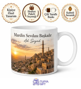 Mardin Şehir Anısı Fotoğraflı Kupa Bardak Hatıra Hediye Porselen Mug