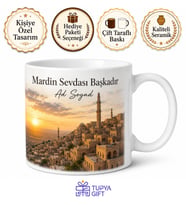 Mardin Şehir Anısı Fotoğraflı Kupa Bardak Hatıra Hediye Porselen Mug