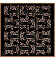 Barok Desen Black Seri Twill Eşarp Eşarp Askısı ile Birlikte 90x90 cm Kahverengi