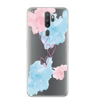Oppo A5 2020 / A9 2020 Uyumlu Kalp Desenli Şeffaf Telefon Kılıfı